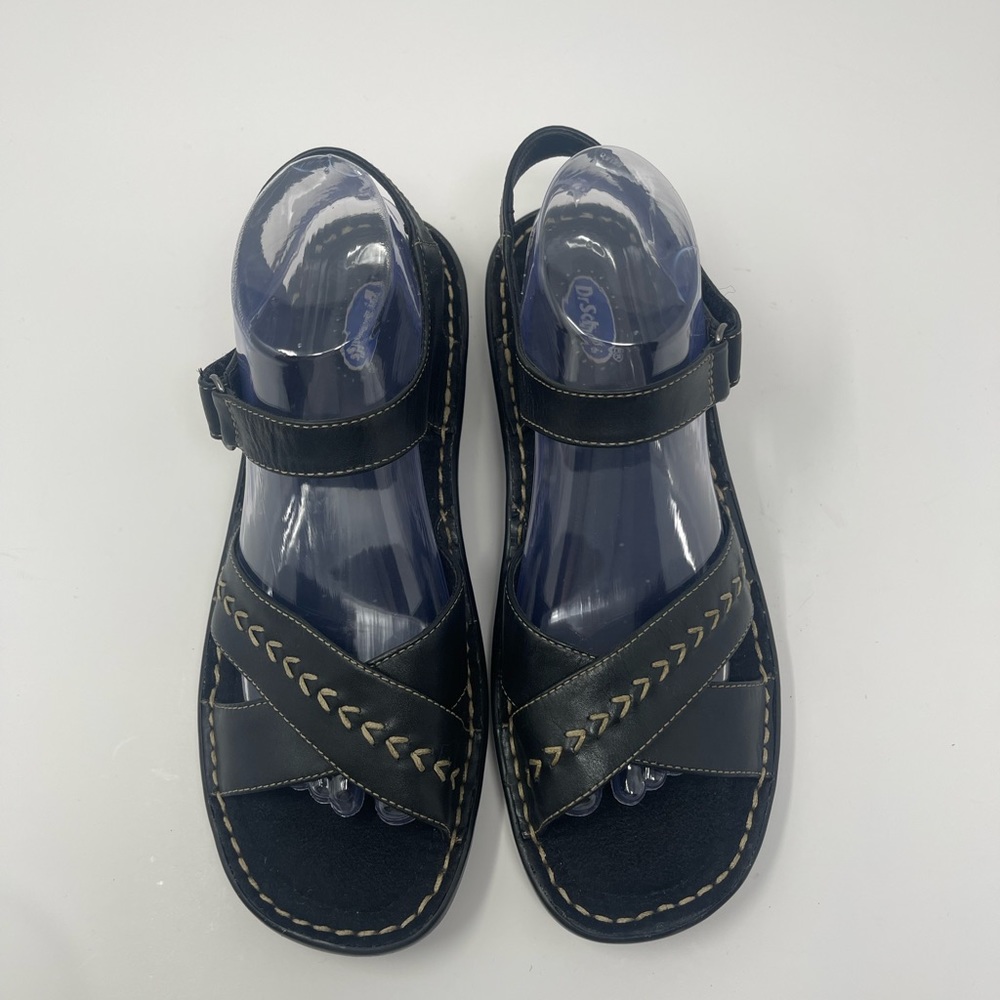 Dr. Scholl's Navy Blue Leather Cross-Strap Sandals